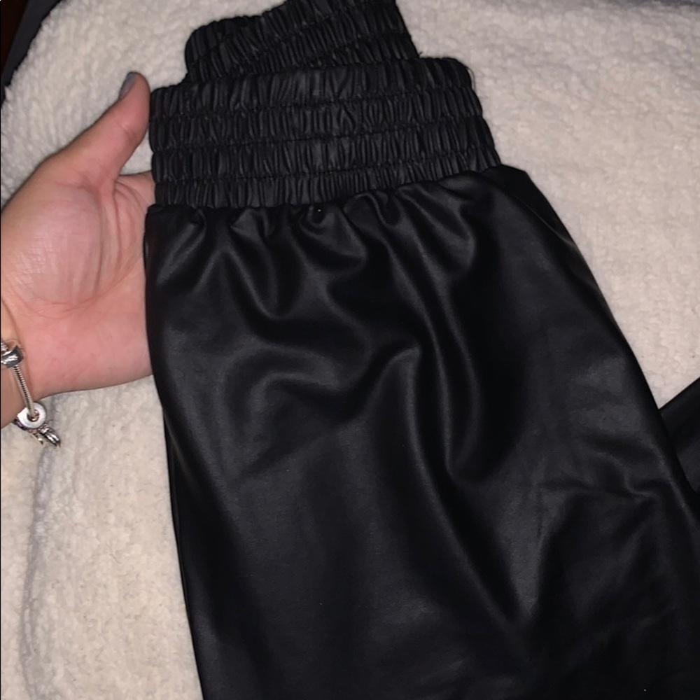 Faux leather joggers